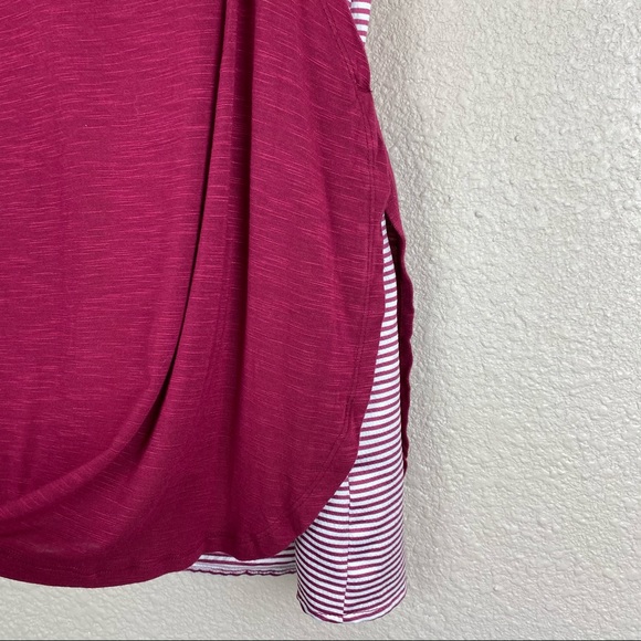 Anthro Deletta Fuchsia Overlay Striped V Neck S - Picture 4 of 12